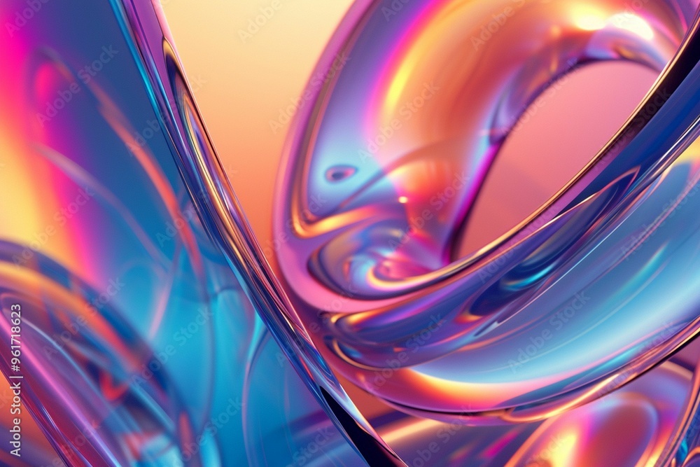 Poster abstract colorful swirls of glass create striking visual patterns against a gradient background duri