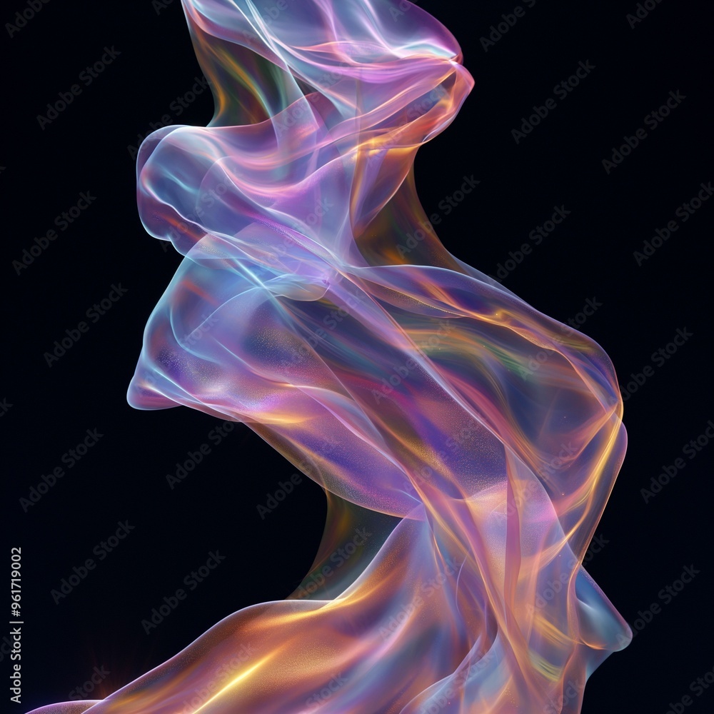 Aufkleber ethereal swirl of colorful fabric floating gracefully against a dark background during an artistic d