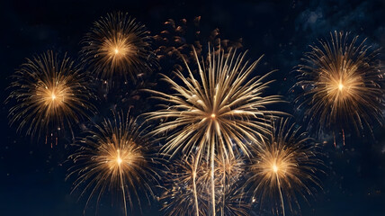 Colorful fireworks light up the night sky during a city celebration on an eventful summer evening