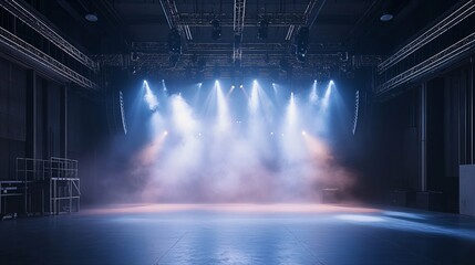 Classic Concert Stage with Fog and Lighting: Atmosphere and Preparation