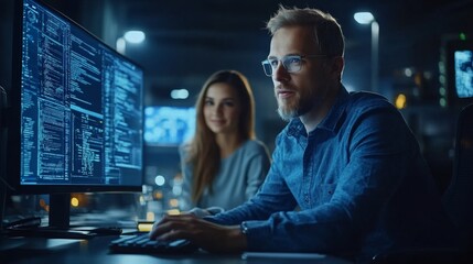 Software Developers Working in Modern Office