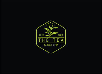 Tea leaf logo design template. Tea shop icon, tea store, packaging product logo vector illustration.