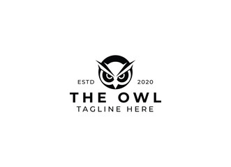 the black owl logo design, owl bird logo vector illustration. 