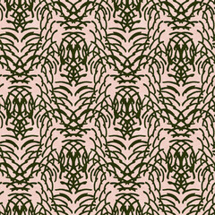 Seamless pattern with stylized ethnic pattern. Hand-drawn illustration.