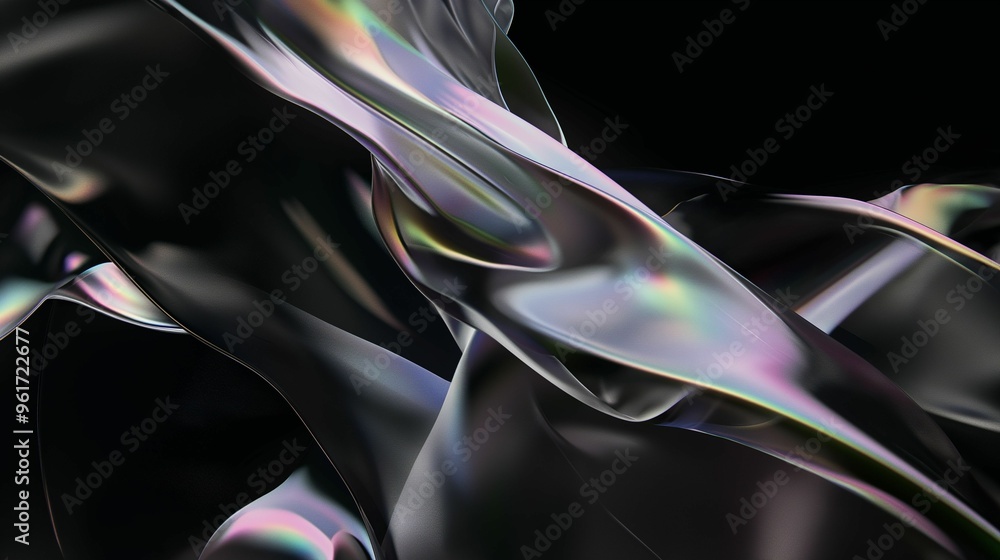 Poster elegant abstract shapes create a captivating display of light and color against a dark backdrop duri