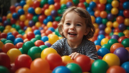 girl playing with colorful balls