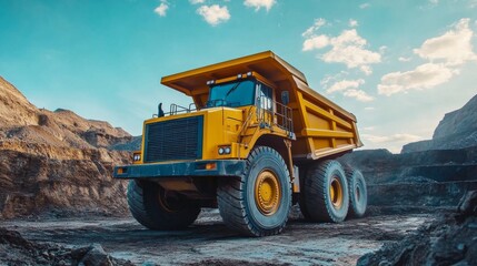 Obraz premium Large quarry truck dump truck quarry mining mining iron ore mining gold diamond copper