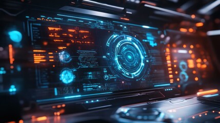 Futuristic Interface with Blue and Orange Hues