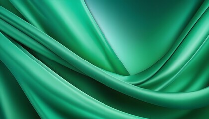 Obraz premium Abstract green gradient background with layers of silk folded drapery. Abstract Organic Green Textures. Luxurious Drapery in Green Hues