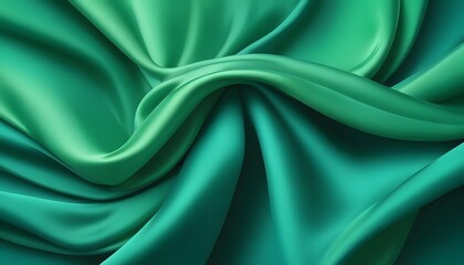 Obraz premium Abstract green gradient background with layers of silk folded drapery. Abstract Organic Green Textures. Luxurious Drapery in Green Hues