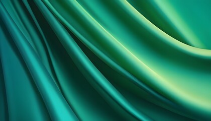 Naklejka premium Abstract green gradient background with layers of silk folded drapery. Abstract Organic Green Textures. Luxurious Drapery in Green Hues