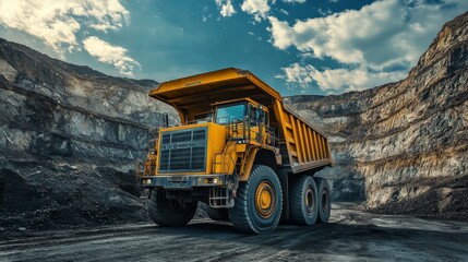 Obraz premium Large quarry truck dump truck quarry mining mining iron ore mining gold diamond copper