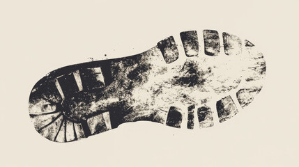 A vector image of a boot print. It looks like an old-fashioned boot, showing the shape of a human footprint.