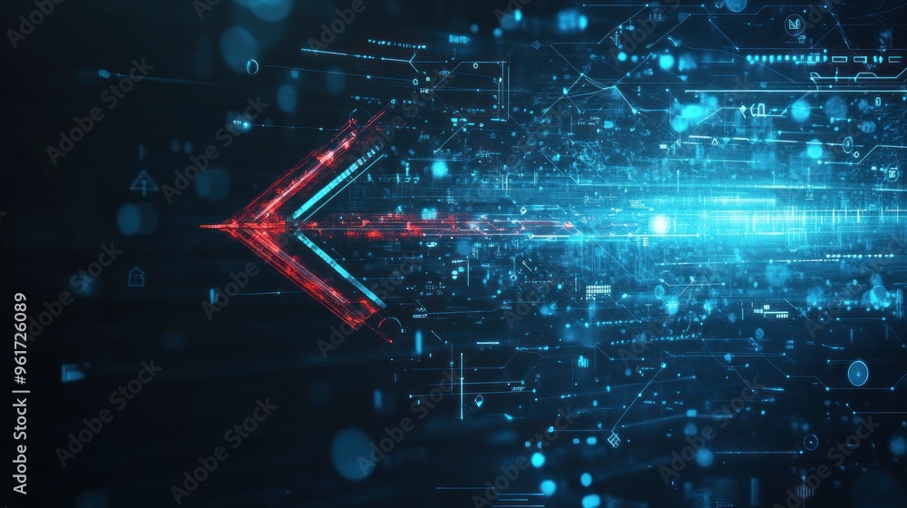 Poster abstract digital arrow: a journey through data