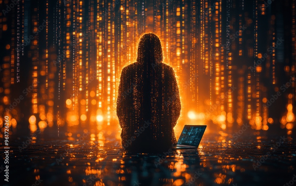 Poster hacker in the matrix