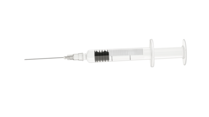 syringe with clear liquid isolated on transparent background