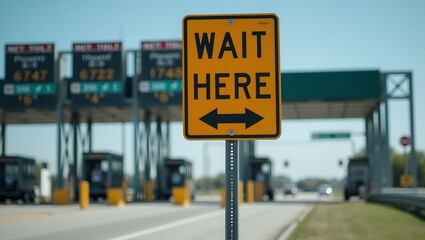 Urban Control Point Wait Here Sign with Toll Booth