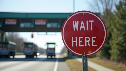 Urban Control Point Wait Here Sign with Toll Booth