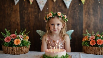 little girl with flowers