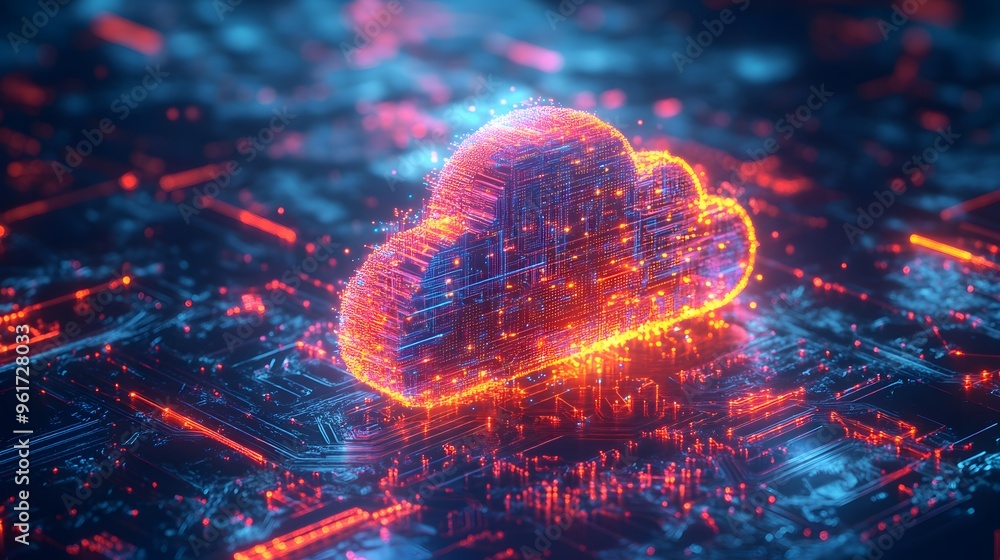 Poster abstract cloud computing technology concept