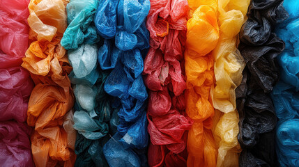 Plastic bags being used in DIY crafts or projects, promoting the idea of reusing rather than discarding.