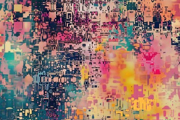 Fototapeta premium Abstract Glitch Art: Pixelated patterns and distorted shapes, conveying a digital noise aesthetic.