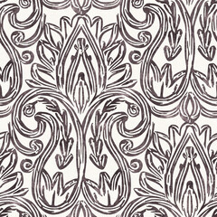 Monochrome seamless pattern with arabesques  in a retro style.