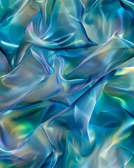 Obraz premium Colorful silk fabric draped artistically with flowing textures and vibrant hues of blue and green