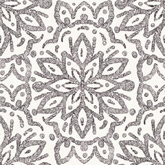 Monochrome seamless pattern with arabesques  in a retro style.