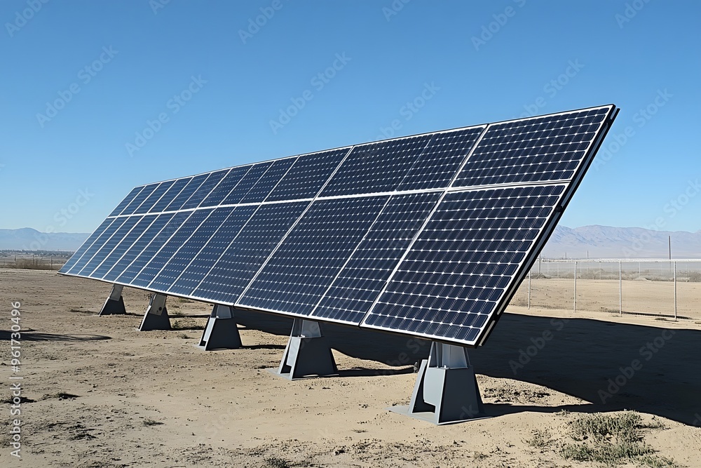 Aufkleber solar panels array in a desert environment