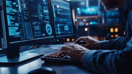 Cybersecurity Expert Working on a Computer