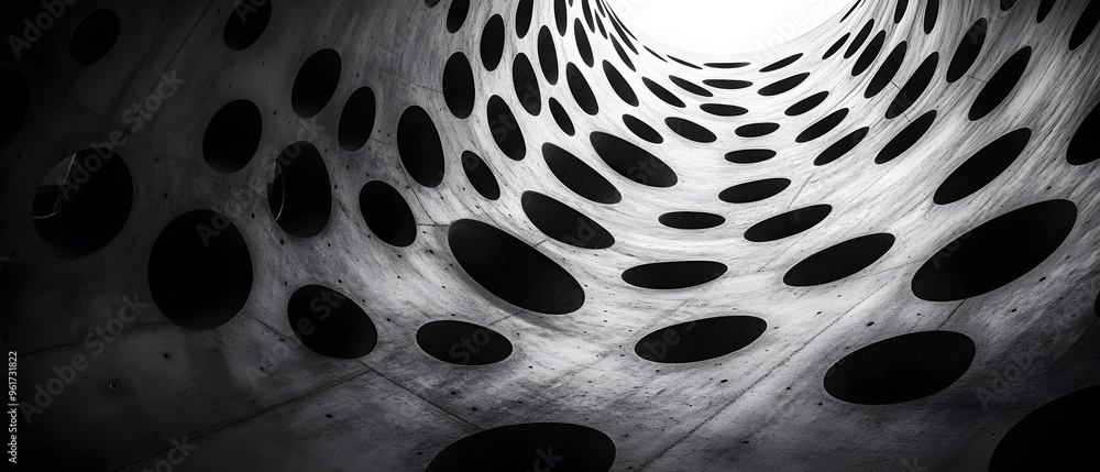 Aufkleber abstract circular pattern on modern architecture