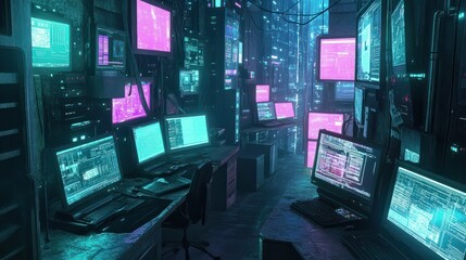 Graphic Representation of Multiple Computers Networked Over the Internet