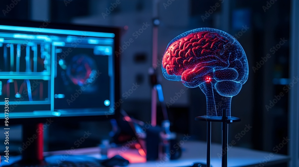 Aufkleber holographic visualization of a brain computer interface technology designed for neurological rehabil