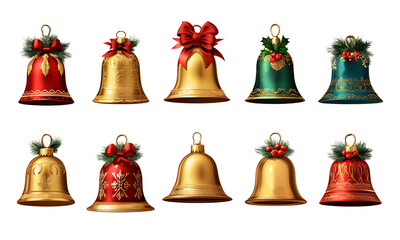 Collection set of Christmas bells isolated on the background