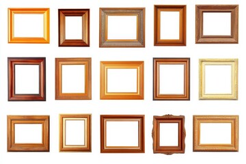 picture frames isolated on white background gold vintage set