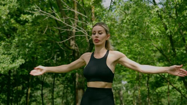 Woman runner stretching for fitness and running exercise for sports race, marathon training activity and warming up outside. Track athlete, hamstring stretch and healthy sport wellness workout