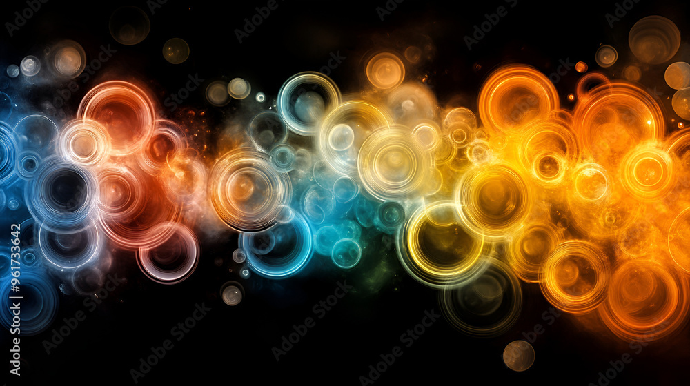 Aufkleber vibrant abstract circles blend in a colorful display against a dark backdrop, creating an enchanting