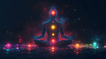 Spiritual Energy Chakras Meditation Yoga Abstract Illustration