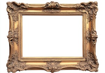 picture frames isolated on white background gold vintage set