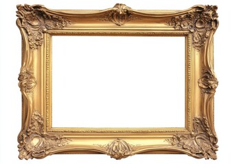 picture frames isolated on white background gold vintage set