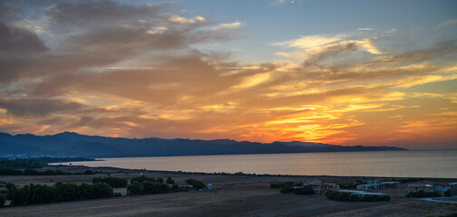 sunset on the mediterranean sea island cyprus