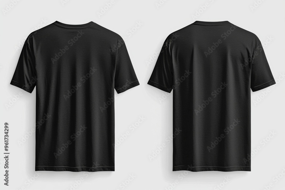 Poster Black Tshirt Mockup Front and Back Isolated created with Generative AI