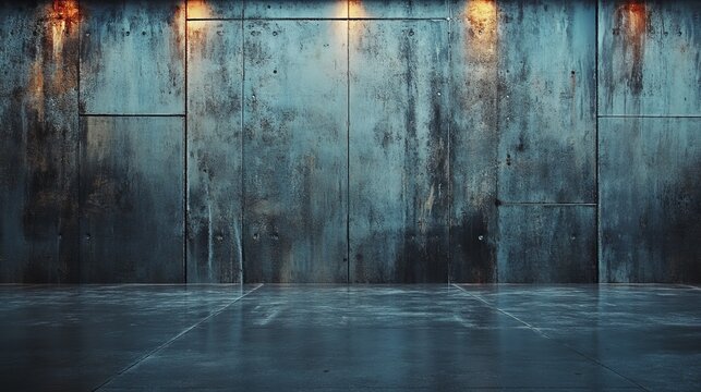 The high-definition dark concrete gym wall background creates a strong industrial atmosphere. Suitable for fitness related designs, featuring rough textures and minimalist style in fitness scenes.