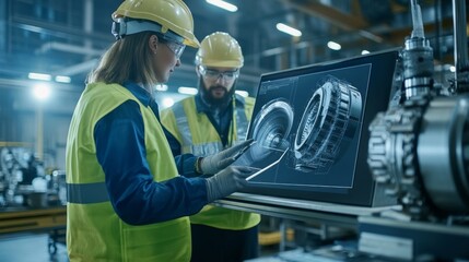 Engineers at Work in Industrial Factory