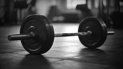 Naklejka premium A studio background full of emotions and vitality, highlighting weightlifting and strength training themes with gray, blue, and red spotlights. Very suitable for fitness and sports display