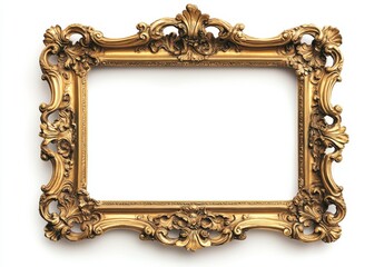 picture frames isolated on white background gold vintage set