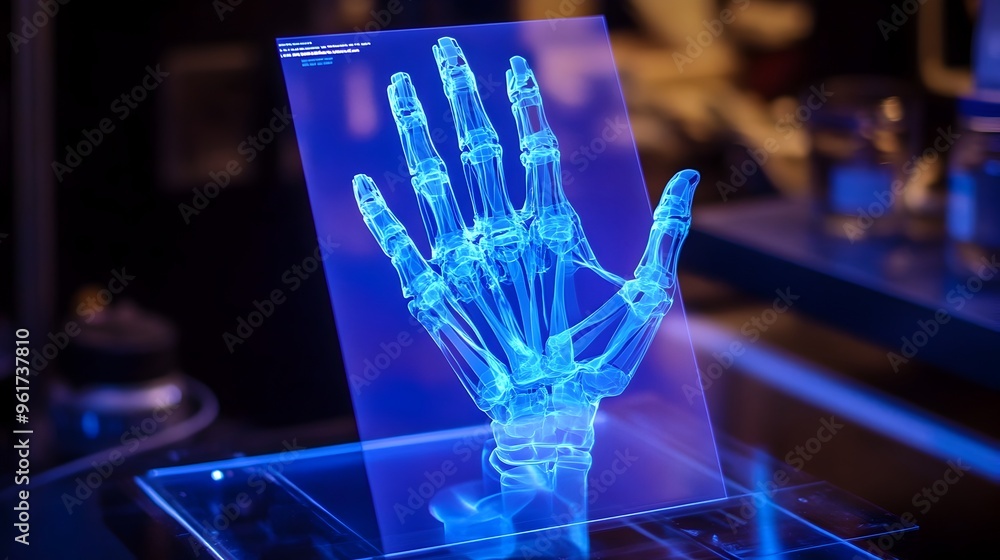 Poster holographic 3d visualization of a custom designed prosthetic device with advanced adaptive technolog