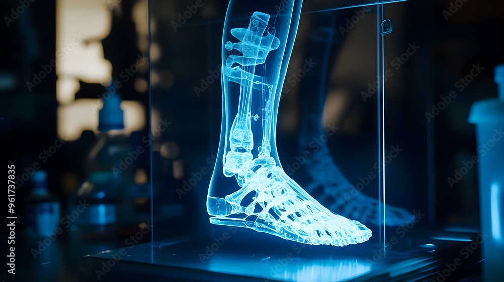 Aufkleber captivating 3d hologram showcasing a sleek and advanced prototype of an adaptive prosthetic device h