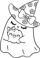 Flower Halloween Ghost Girly Coquette Cartoon 